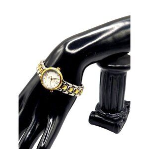 Timex Indiglo Women's Two Tone Quartz Watch CR 1216 Stainless Back